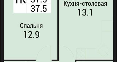 1-к. квартира, 37&nbsp;м²