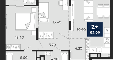 2-к. квартира, 65&nbsp;м²