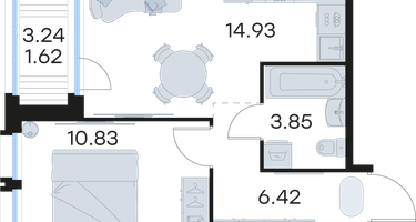 1-к. квартира, 37&nbsp;м²