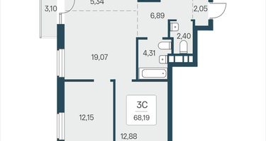 3-к. квартира, 68&nbsp;м²