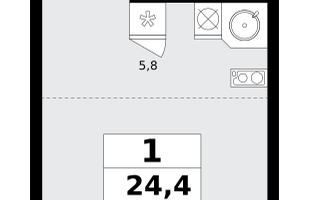 Студия, 24&nbsp;м²