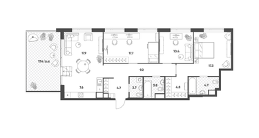 4-к. квартира, 106&nbsp;м²
