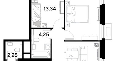 2-к. квартира, 61&nbsp;м²