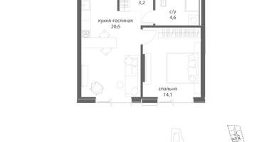 1-к. квартира, 42&nbsp;м²
