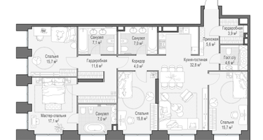 4-к. квартира, 148&nbsp;м²