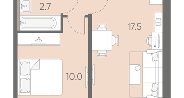 1-к. квартира, 36&nbsp;м²