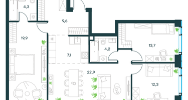4-к. квартира, 94 м²