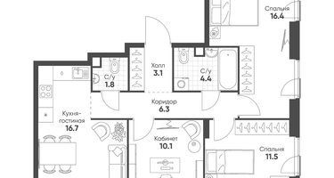 3-к. квартира, 70&nbsp;м²
