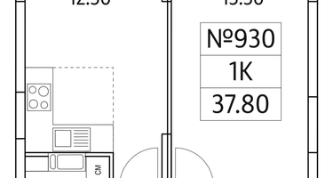 1-к. квартира, 37&nbsp;м²
