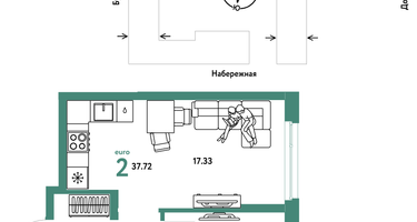 2-к. квартира, 37&nbsp;м²