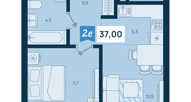 2-к. квартира, 37&nbsp;м²