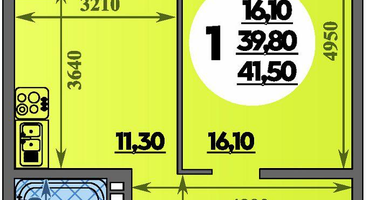 1-к. квартира, 41&nbsp;м²