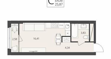Студия, 25&nbsp;м²