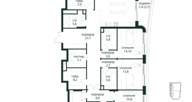 4-к. квартира, 202&nbsp;м²