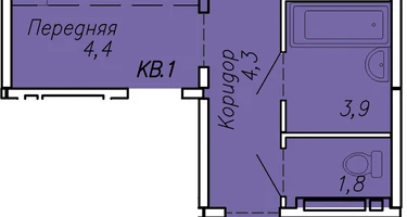 2-к. квартира, 59&nbsp;м²