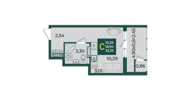 Студия, 22 м²