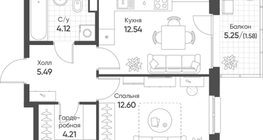 1-к. квартира, 40 м²