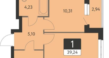1-к. квартира, 39,2&nbsp;м²