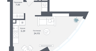 Студия, 39&nbsp;м²