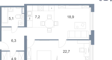 1-к. квартира, 66&nbsp;м²