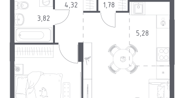 Студия, 42&nbsp;м²