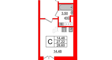 Студия, 27&nbsp;м²