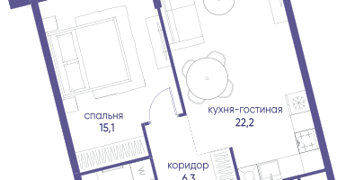 1-к. квартира, 47&nbsp;м²