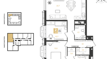 2-к. квартира, 67&nbsp;м²