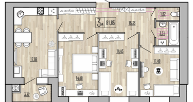 3-к. квартира, 81 м²