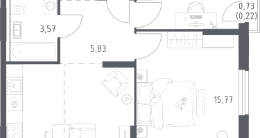 Студия, 62&nbsp;м²