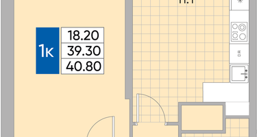 1-к. квартира, 40&nbsp;м²