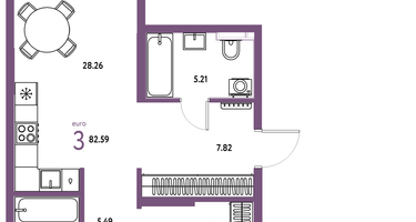 3-к. квартира, 82&nbsp;м²