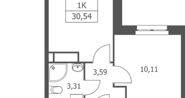 1-к. квартира, 30 м²