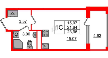 Студия, 21&nbsp;м²