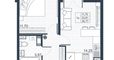 1-к. квартира, 35&nbsp;м²