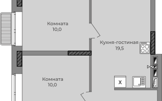 2-к. квартира, 58 м²