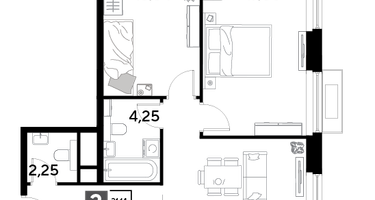 2-к. квартира, 61&nbsp;м²