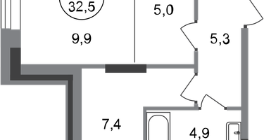 Студия, 32&nbsp;м²