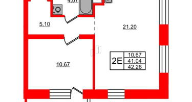 1-к. квартира, 42&nbsp;м²
