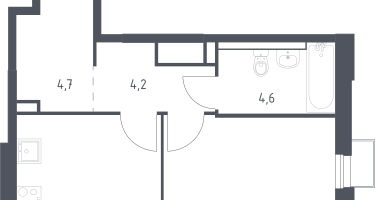 1-к. квартира, 34&nbsp;м²