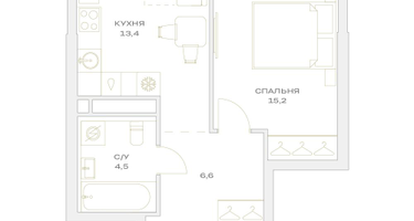 1-к. квартира, 40 м²