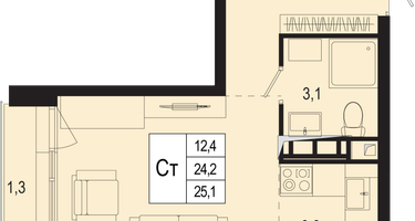 Студия, 24&nbsp;м²