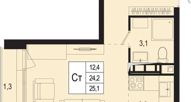 Студия, 24&nbsp;м²