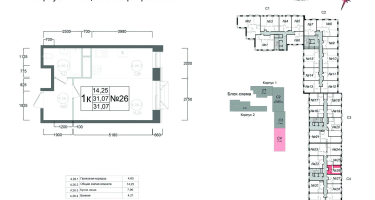 1-к. квартира, 31&nbsp;м²