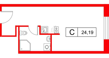 Студия, 24&nbsp;м²