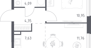 Студия, 38&nbsp;м²