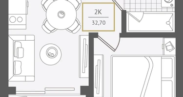 2-к. квартира, 33&nbsp;м²