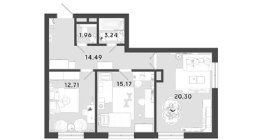 2-к. квартира, 67&nbsp;м²