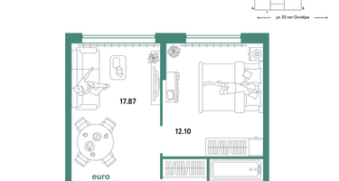 2-к. квартира, 37&nbsp;м²