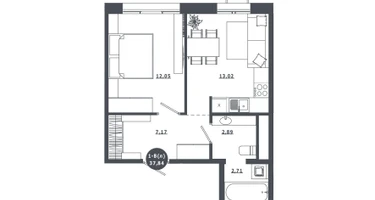 1-к. квартира, 37&nbsp;м²